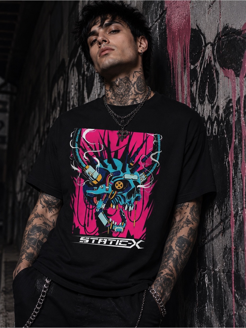 Static X Industrial Metal Cotton Black All Size T Shirt, Size S to 3XL